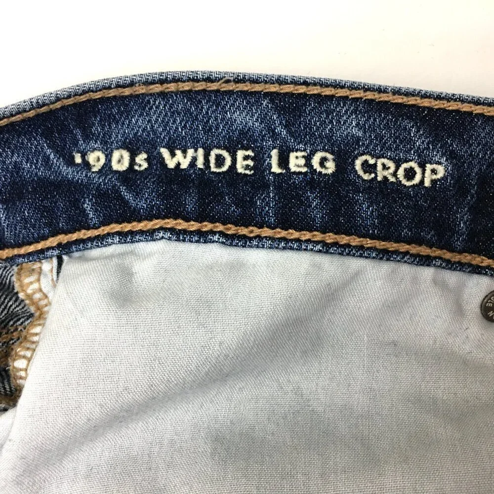 American Eagle '90s Wide Leg Crop Jeans Stretch Distressed size 8s length 23